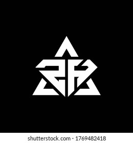 ZH monogram logo with diamond shape and triangle outline design template
