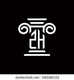 ZH monogram logo with pillar style design template