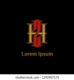 ZH monogram with outline and with golden and red colours