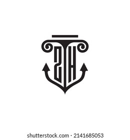 ZH pillar and anchor combination concept logo in high quality design