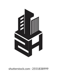 Logotipo de la letra del Vector del hexágono del estado de ZH