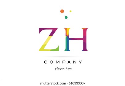 zh z h  creative rainbow colors colored alphabet company letter logo design vector icon template