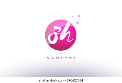 zh z h  sphere pink 3d alphabet company letter combination logo hand writting written design vector icon template 