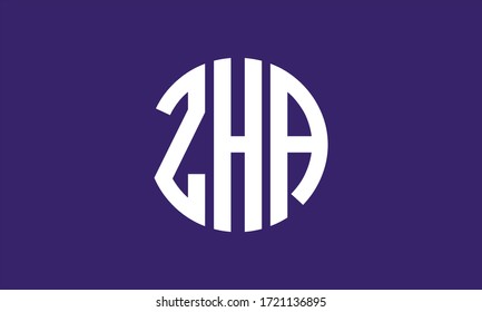 ZHA Circle Emblem Abstract Monogram Letter Mark Vector Logo Template