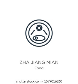 Zha jiang mian icon. Thin linear zha jiang mian outline icon isolated on white background from food collection. Line vector sign, symbol for web and mobile
