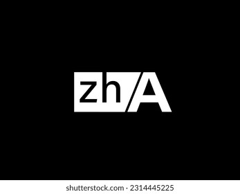 ZHA Logo and Graphics design vector art, Icons isolated on black background