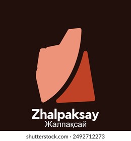 Zhalpaksay City Map flat icon illustration, Vector map of Kazakhstan with named governance and travel icons template