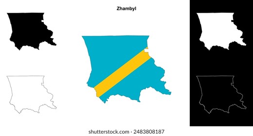 Zhambyl region outline map set