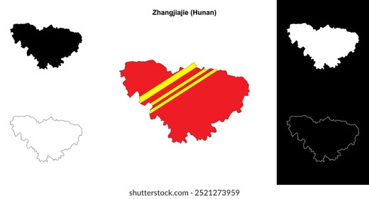 Zhangjiajie mapa de contorno em branco
