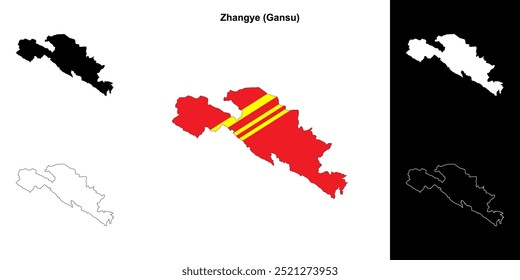 Zhangye leere Gliederungskarte