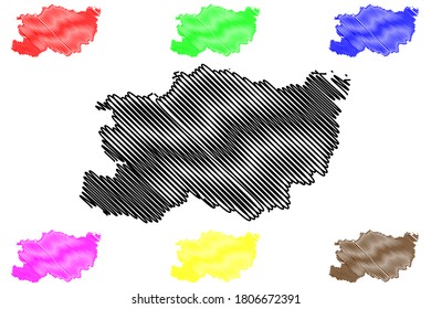 Zhengzhou City (People's Republic of China, Henan Province) map vector illustration, scribble sketch City of Chengchow map