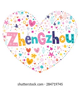 Zhengzhou heart shaped type lettering vector design