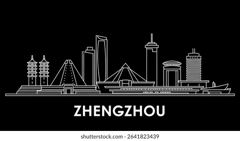 Zhengzhou skyline silhouette with China, and city.