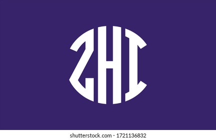 Plantilla de logotipo de marca vectorial de letra monograma abstracta ZHI Circle Emblem