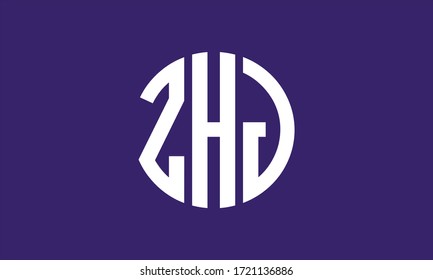 ZHJ Circle Emblem Abstract Monogram Letter Mark Vector Logo Template