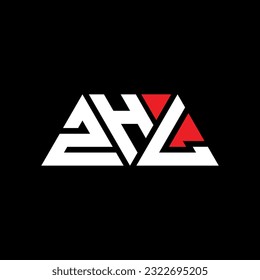 ZHL triangle letter logo design with triangle shape. ZHL triangle logo design monogram. ZHL triangle vector logo template with red color. ZHL triangular logo Simple, Elegant, and Luxurious design.