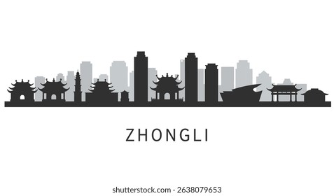 Zhongli Taiwan skyline Cityscape vector.