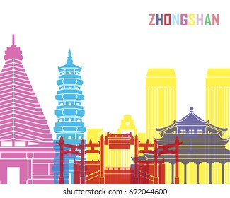 Zhongshan skyline pop in editable vector file