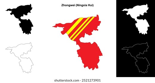 Zhongwei blank outline map set