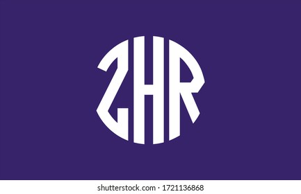 ZHR Circle Emblem Abstract Monogram Letter Mark Vector Logo Template