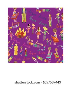 Zhunina Festival in Brazil. Seamless pattern