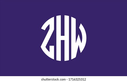 ZHW Circle Emblem Abstract Monogram Letter Mark Vector Logo Template