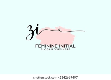 Monograma de belleza ZI y elegante logo de diseño de logo para escritura a mano de firma inicial, boda, moda, floral y botánica con plantilla creativa.