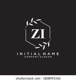 ZI Beauty vector initial logo, handwriting logo of initial signature, wedding, fashion, jewelry, boutique, floral and botanical with creative template for any company or business.