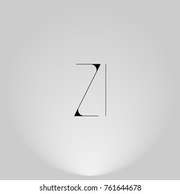 ZI Black thin minimalist LOGO Design with Highlight on Gray background.
