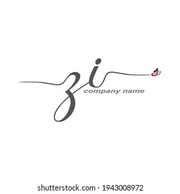 ZI logotipo de escritura a mano inicial lujo belleza vectorial