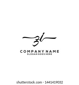 ZI Initial handwriting logo template vector