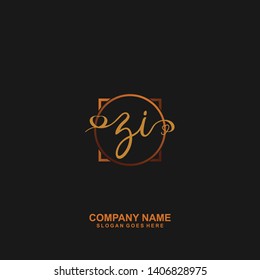 ZI Initial handwriting logo vector