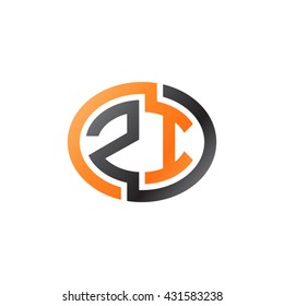 ZI initial letters looping linked ellipse logo orange black