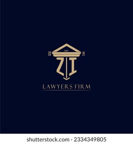 ZI initial monogram lawfirm logo with pillar design