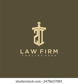 ZI initial monogram for lawfirm logo with sword style image