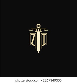ZI initial monogram for lawyers logo with pillar design ideas