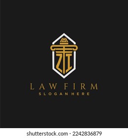 ZI initial monogram logo for lawfirm with pillar in creative polygon design
