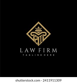 Logotipo de monograma inicial ZI para la firma de abogados con pilar en diseño cuadrado creativo