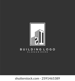 ZI initial monogram real estate logo with building creative square style design