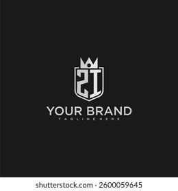 ZI initial monogram shield and crown vector image