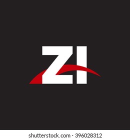 ZI initial overlapping swoosh letter logo white red black background