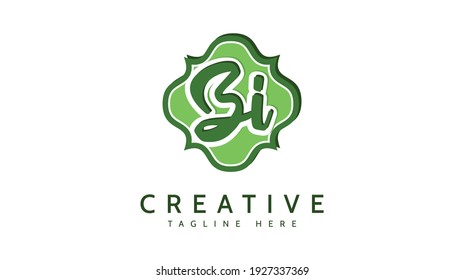ZI Initials, handwriting logo vector