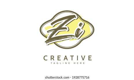 ZI Initials, handwriting logo vector