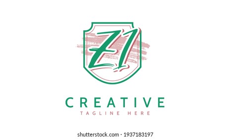 ZI Initials, handwriting logo vector