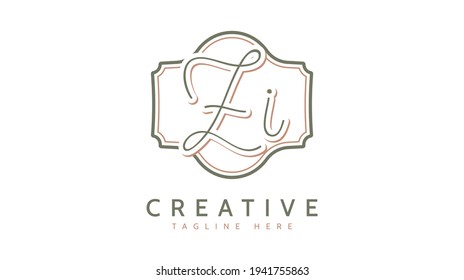 ZI Initials, handwriting logo vector