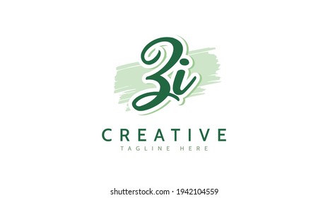 ZI Initials, handwriting logo vector