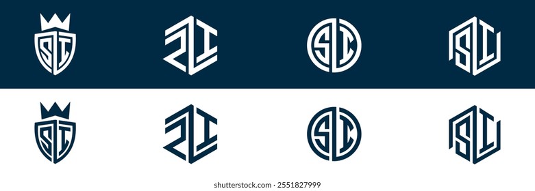 Design de conjunto de logotipo de letra ZI IZ