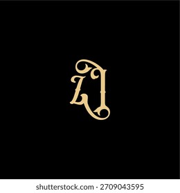 Concepto real inicial de la letra ZI Monograma de diseño de estilo Barock Logotipo moderno