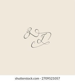 Letra ZI design real inicial estilo minimalista curva monograma elegante conceito logotipo