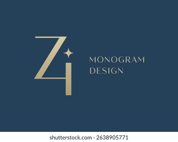 ZI letter logo icon design. Classic style luxury initials monogram.
